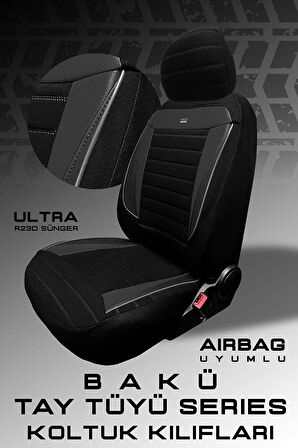 Honda Civic Sedan 1999-2006 Aracınıza Uyumlu Koltuk Kılıfı Tay Tüyü Siyah