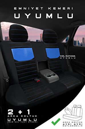 Ford Transit 5+1 2005-2009 Aracınıza Uyumlu Koltuk Kılıfı Tay Tüyü Siyah Mavi