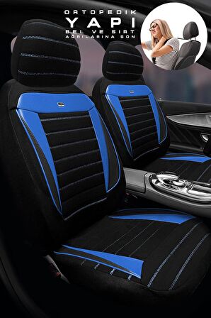 Hyundai Accent Blue Sedan 2011-2017 Aracınıza Uyumlu Koltuk Kılıfı Tay Tüyü Siyah Mavi