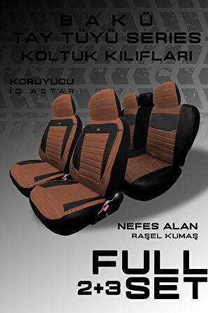 Bmw 3 Serisi E90 Sedan 2005-2012 Aracınıza Uyumlu Koltuk Kılıfı Tay Tüyü Taba