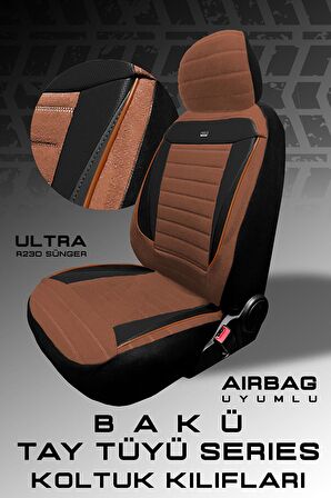 Honda City Sedan 2009-2012 Aracınıza Uyumlu Koltuk Kılıfı Tay Tüyü Taba