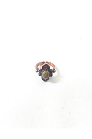 BAKIR YÜZÜK, EL İŞÇİLİĞİ, ÖLÇÜSÜ AYARLANABİLİR VE DOĞAL TAŞLI SAF BAKIR YÜZÜK