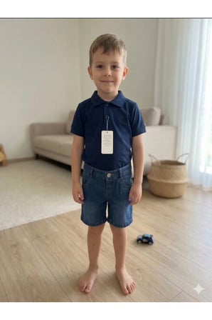 Erkek Çocuk Yazlık Polo Tişörtlü Kot Şort Kombini - Şık ve Rahat Set