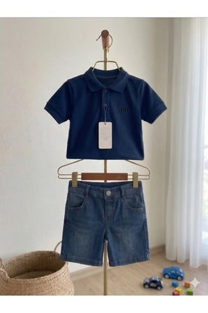 Erkek Çocuk Yazlık Polo Tişörtlü Kot Şort Kombini - Şık ve Rahat Set