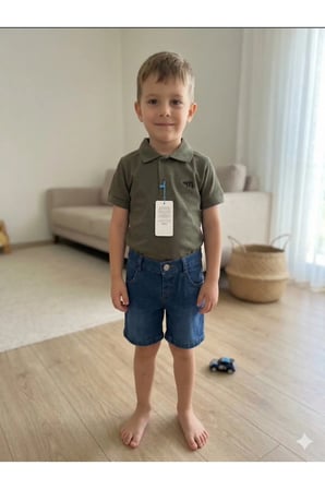 Erkek Çocuk Yazlık Polo Tişörtlü Kot Şort Kombini - Şık ve Rahat Set