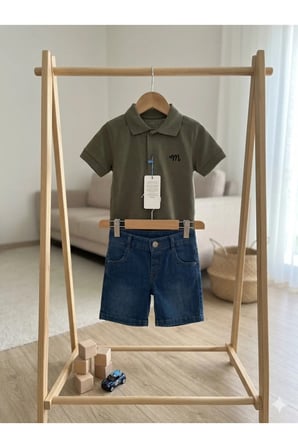 Erkek Çocuk Yazlık Polo Tişörtlü Kot Şort Kombini - Şık ve Rahat Set
