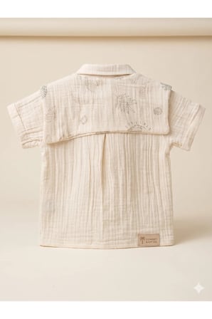 Erkek Bebek Yaka Detaylı Muslin Gömlek ve Şort Takımı - Bayramlık ve Günlük Kombin