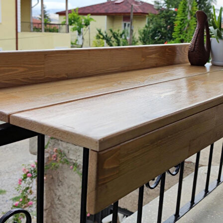 Balkon Bar Masası (Siyah-Beyaz-Doğal Ahşap Rengi)