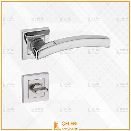 BALMONDİ KOL KARE ROZETLİ NİKEL SATEN WC KAPI KOLU 