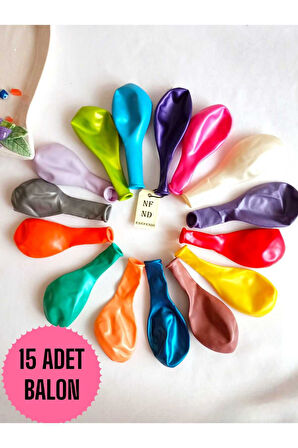 15 ADET BALON DOĞUM GÜNÜ PARTİ SÜS EĞLENCE 11 inç 28 cm METALİK KARIŞIK RENK HEDİYE
