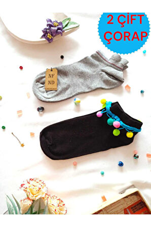 2 ÇİFT HEDİYE PATİK ÇORAP TOPUK TAKVİYELİ ERKEK KADIN SIKMAYAN GRİ BAMBU(DİKİŞSİZ) SİYAH 36-40