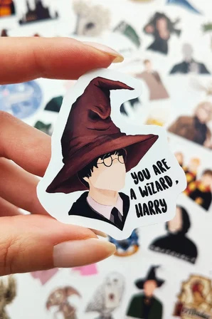 Harry Potter Temalı Sticker Paketi 60 Parça Kaliteli Su Geçirmez Laptop Telefon Termos Etiket Seti