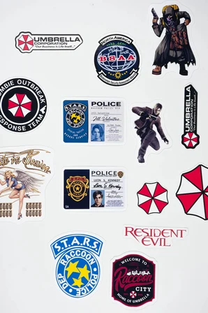 Resident Evil Umbrella Corp Temalı Sticker Paketi 14 Parça Kaliteli Su Geçirmez Laptop Etiket Seti