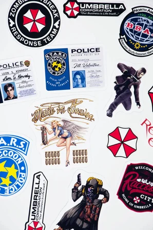 Resident Evil Umbrella Corp Temalı Sticker Paketi 14 Parça Kaliteli Su Geçirmez Laptop Etiket Seti