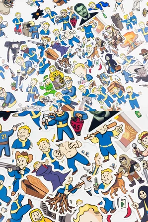 Fallout Mega Perks & More Sticker Paketi 71 Parça Kaliteli Su Geçirmez Laptop Telefon Etiket Seti