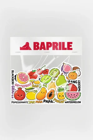 İngilizce Meyveler Sticker Paketi 22 Parça Kaliteli Su Geçirmez Etiket Seti