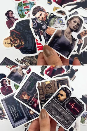 Resident Evil Iconic Sticker Paketi 32 Parça Kaliteli Su Geçirmez Laptop Telefon Termos Etiket Seti