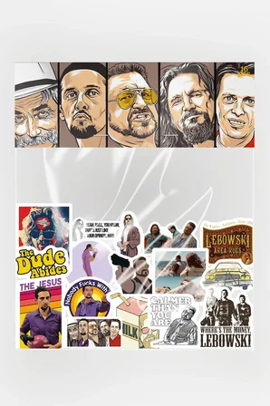 Big Lebowski Sticker Paketi 16 Parça Kaliteli Su Geçirmez Laptop Telefon Termos Etiket Seti