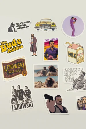 Big Lebowski Sticker Paketi 16 Parça Kaliteli Su Geçirmez Laptop Telefon Termos Etiket Seti