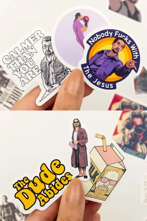 Big Lebowski Sticker Paketi 16 Parça Kaliteli Su Geçirmez Laptop Telefon Termos Etiket Seti