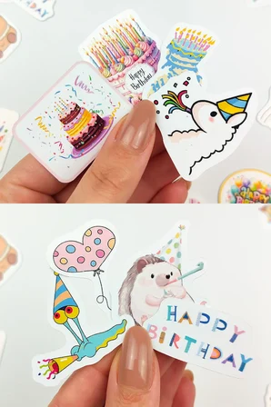 Happy Birthday Sticker Paketi 25 Parça Kaliteli Su Geçirmez Doğum Günü Etiket Seti