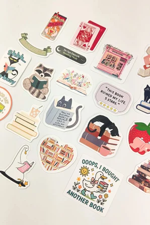 Kitap Temalı Sticker Paketi 20 Parça Bookish Kaliteli Su Geçirmez Laptop Termos Telefon Etiket Seti
