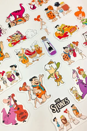 Taş Devri Temalı Sticker Paketi 23 Parça Çakmaktaşlar Su Geçirmez Laptop Telefon Etiket Seti
