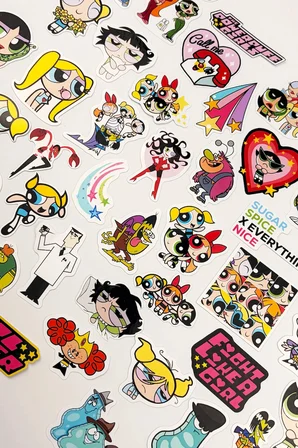 Powerpuff Girls Mega Sticker Paketi 46 Parça Kaliteli Su Geçirmez Laptop Telefon Termos Etiket Seti