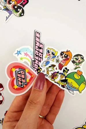 Powerpuff Girls Mega Sticker Paketi 46 Parça Kaliteli Su Geçirmez Laptop Telefon Termos Etiket Seti