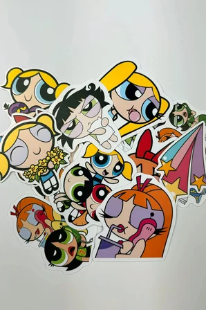 Powerpuff Girls 14 Parça Kaliteli Laptop Ajanda Termos Etiket Seti