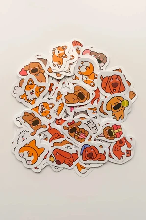 Sevimli Köpekler 80 Parça Sticker Paketi Kaliteli Su Geçirmez Laptop Termos Telefon Etiket Seti