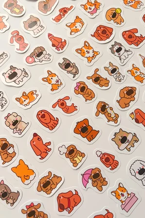 Sevimli Köpekler 80 Parça Sticker Paketi Kaliteli Su Geçirmez Laptop Termos Telefon Etiket Seti