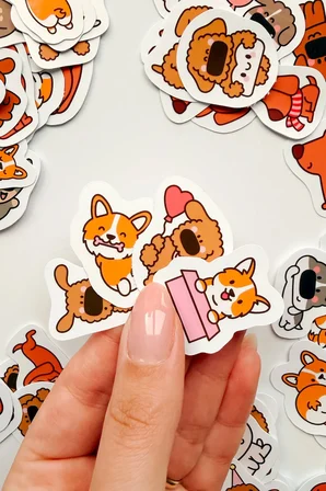 Sevimli Köpekler 80 Parça Sticker Paketi Kaliteli Su Geçirmez Laptop Termos Telefon Etiket Seti
