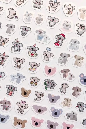 Sevimli Koalalar 80 Parça Sticker Paketi Suya Dayanıklı Laptop Termos Telefon Etiket Seti