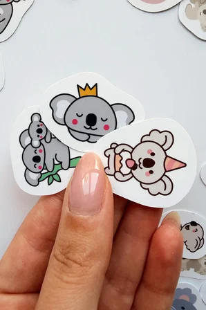 Sevimli Koalalar 80 Parça Sticker Paketi Suya Dayanıklı Laptop Termos Telefon Etiket Seti