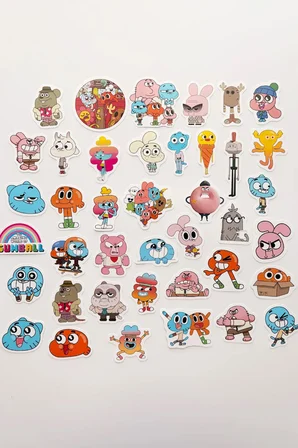 Gumball 40 Parça Sticker Paketi Suya Dayanıklı Laptop Termos Telefon Etiket Seti