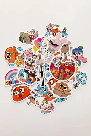 Gumball 40 Parça Sticker Paketi Suya Dayanıklı Laptop Termos Telefon Etiket Seti