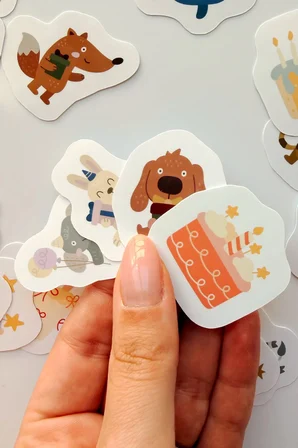 Sevimli Hayvanlar Doğum Günü 25 Parça Sticker Paketi Suya Dayanıklı Laptop Termos Telefon Etiket Seti
