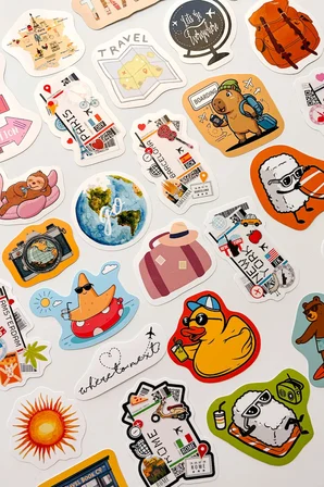 Tatil ve Seyahat Temalı Sticker Paketi 30 Parça Su Geçirmez Travel Valiz Laptop Termos Telefon Etiket Seti