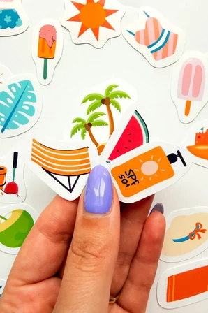 Renkli Yaz Tatili Temalı 73 Parça Mix Sticker Paketi Summer Suya Dayanıklı Laptop Termos Telefon Etiket Seti