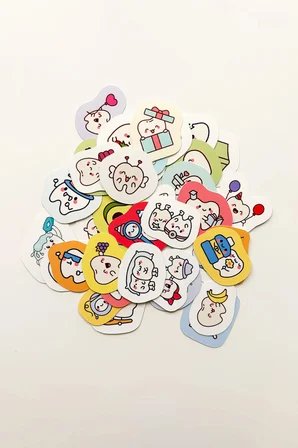 Sevimli Dişler 40 Parça Sticker Paketi Suya Dayanıklı Ajanda Laptop Termos Telefon Etiket Seti