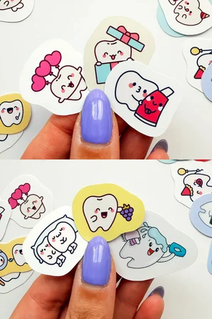 Sevimli Dişler 40 Parça Sticker Paketi Suya Dayanıklı Ajanda Laptop Termos Telefon Etiket Seti