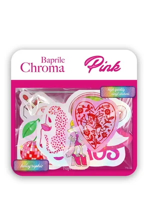 Pembe Renk Temalı Hologram Stickerlar 21 Adet Sticker Paketi Suya Dayanıklı Laptop Termos Telefon Etiket Seti