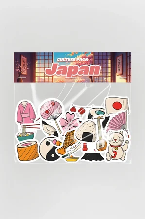 Japon Temalı Kültürel 42 Adet Sticker Paketi Japonya Laptop Termos Telefon Etiket Seti