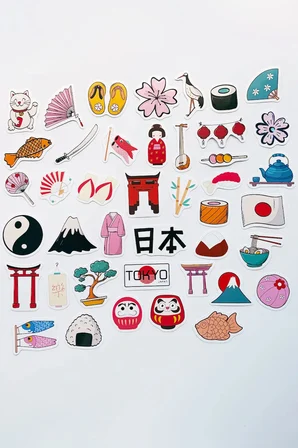 Japon Temalı Kültürel 42 Adet Sticker Paketi Japonya Laptop Termos Telefon Etiket Seti