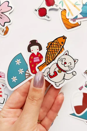 Japon Temalı Kültürel 42 Adet Sticker Paketi Japonya Laptop Termos Telefon Etiket Seti