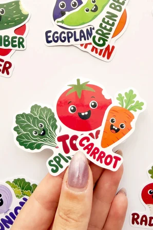 İngilizce Sebzeler 21 Adet Sticker Paketi Ajanda Laptop Termos Telefon Etiket Seti
