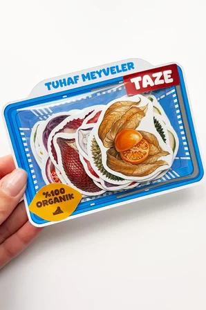 Tuhaf Meyveler Sticker Seti 22 Adet Egzotik Meyve Çıkartma Ajanda Bullet Journal Scrapbook Kolaj Etiket Seti
