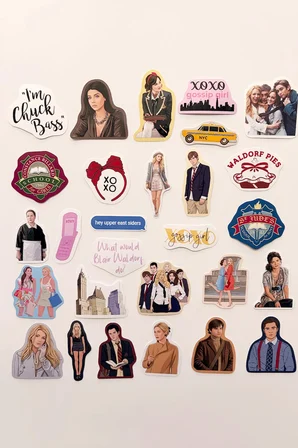 Gossip Girl 28 Adet Sticker Paketi Suya Dayanıklı Laptop Termos Telefon Etiket Seti