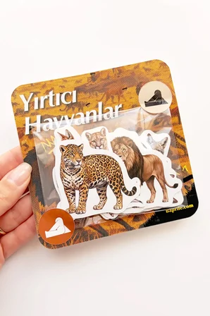 Yırtıcı Hayvanlar Sticker Seti 24 Adet Kurt Aslan Kaplan Tilki Vahşi Hayvan Laptop Ajanda Çıkartma Etiket Seti